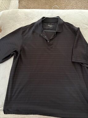 Walter Hagen Black Subtle-Stripe Men's Polo